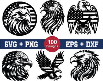 Patriotic Eagle SVG Bundle | American Flag Bald Eagle Designs (Digital Download)