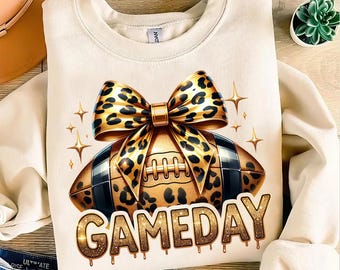 Glitter Football Mama PNG: Leopard Bow, Game Day-ontwerp (digitale download)
