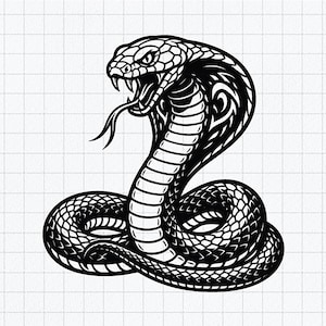 Cobra SVG, Slang snijbestand, Opgerolde cobra silhouet PNG EPS, Reptielen tattoo shirt ontwerp, Cricut Silhouette Direct downloaden