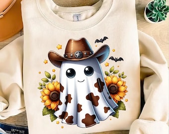 Halloween Cowboy Ghost PNG, Western Sublimation Design (Digital Download)