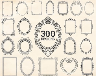 Vintage Frame SVG Bundle | 300 Antique Frame svg png eps dxf | Ornate Border Cut File Cricut Silhouette Instant Download