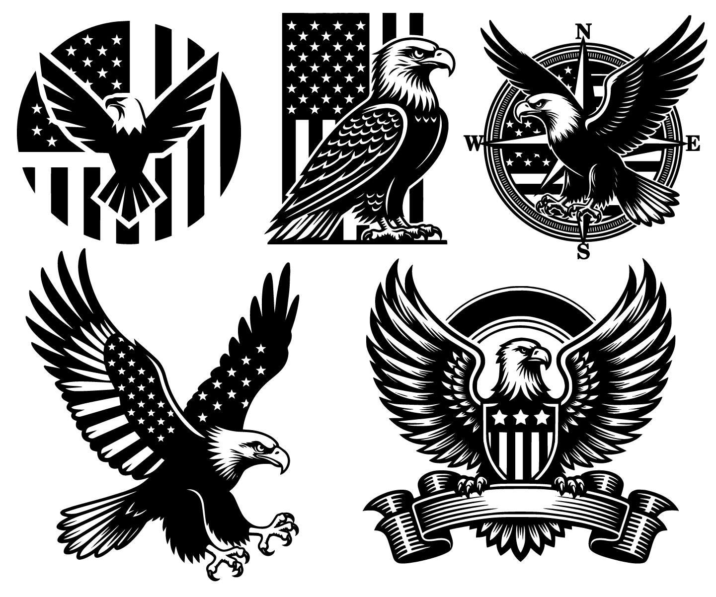 Patriotic Eagle SVG Bundle | American Flag Bald Eagle Designs (digital ...