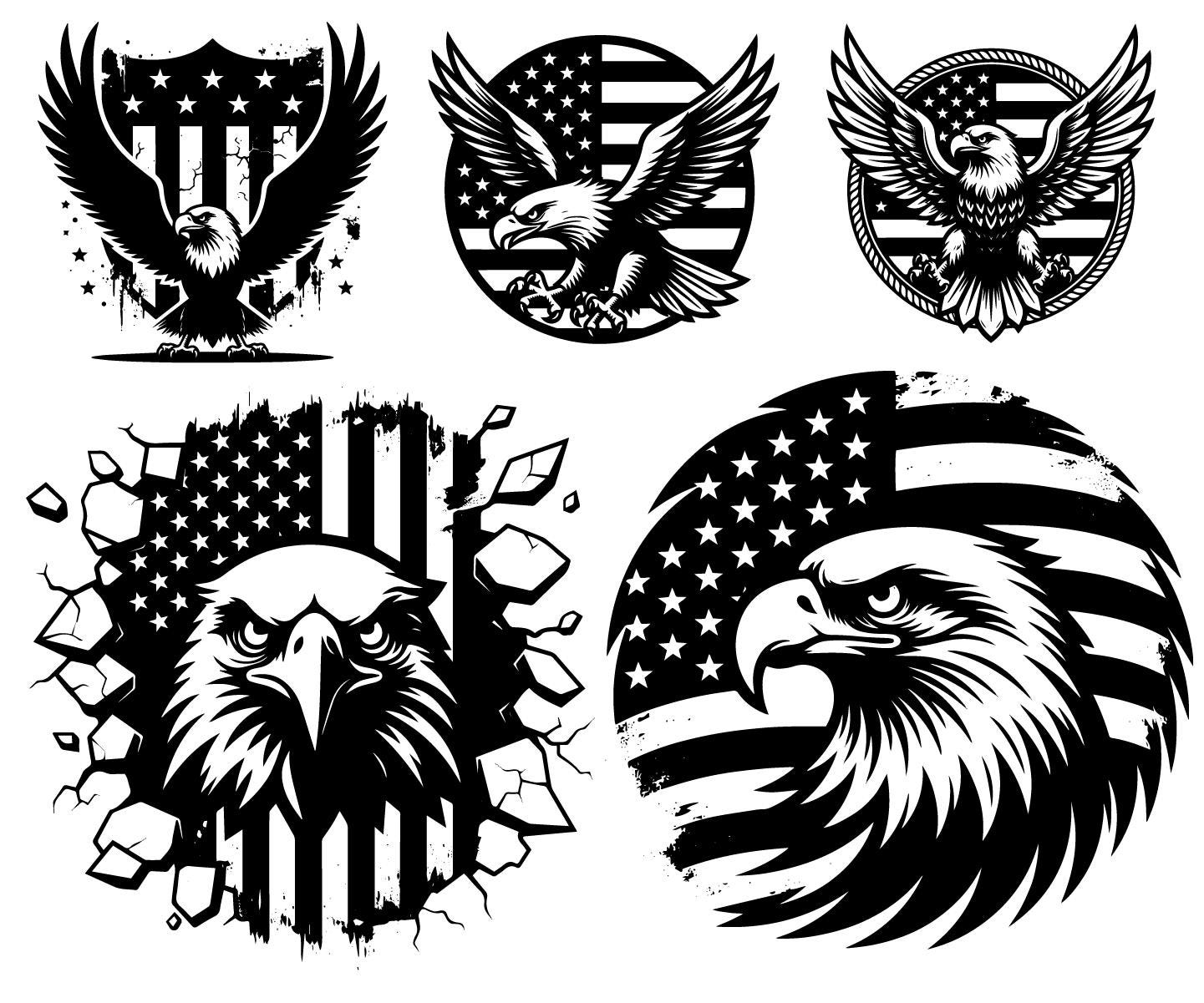 Patriotic Eagle SVG Bundle | American Flag Bald Eagle Designs (digital ...