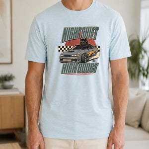 Black Cat Drift Car Shirt, Funny Car Guy Tee, JDM Style Racing T-Shirt, Turbo Streetwear Gift