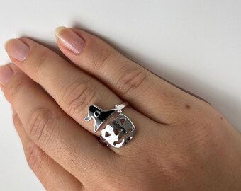 Adjustable Pumpkin Ring - Sterling Silver Jack O’Lantern