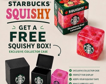 Starbucks Inspired Strawberry Acai Squishy Stress Toy | Collector Fidget Toy (Free Box)