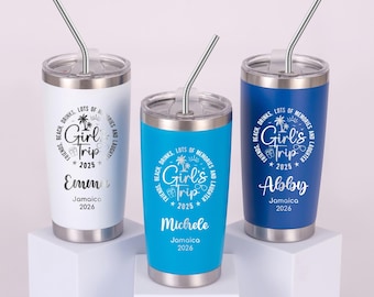 Girls Trip Personalized 20oz Stainless Steel Insulated Tumbler Laser Engraved Custom Name Logo Cup