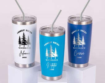 Berg Reise personalisierte Tumbler graviert Edelstahl 20OZ Cup Lake Trip Reisebecher