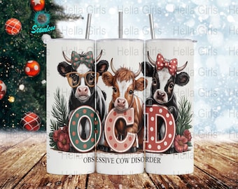 Obsessive Kuh Disorder PNG | Lustige Bauernhaus niedliche Land Kuh 20 Unzen Skinny Tumbler Nahtlose Sublimation Design Gerade SOFORT Download