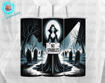 No Sparkles! Vampire Gothic Halloween 20oz Skinny Tumbler Seamless Sublimation Design Straight PNG INSTANT Digital Download