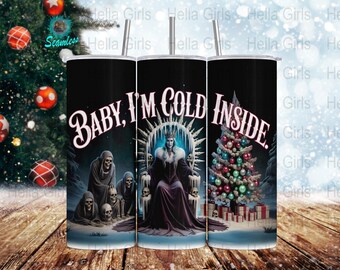 Gothic Skeleton Queen Tumbler Wrap PNG: Creepy Christmas (Digital Download)