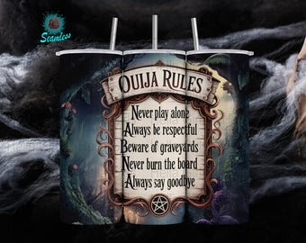 Ouija Rules PNG, 20oz Skinny Tumbler, Gothic Witchy Sublimation Design, Seamless spooky Spirit Board Digital Download