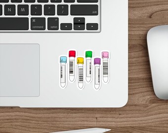 Colorful Lab Test Tube Die-Cut Stickers, Cute Stickers for Lab Enthusiasts, Science Gifts, Planner Stickers, Laptop Decals