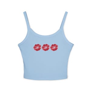 Lip Kiss Women's Spaghetti Strap Tank Top, Summer Top, Casual Wear, Date Night Top, Gift for Her, Valentine's Day Apparel image 4