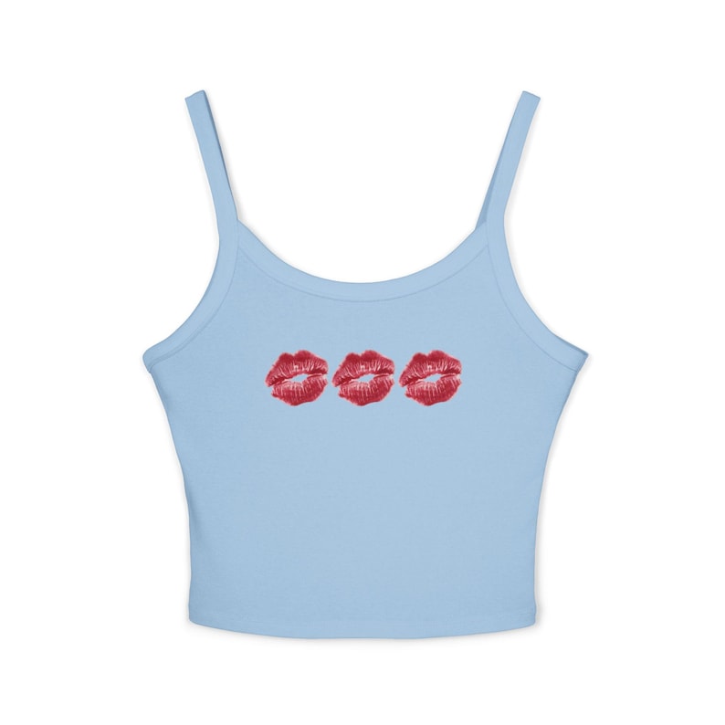 Lip Kiss Women's Spaghetti Strap Tank Top, Summer Top, Casual Wear, Date Night Top, Gift for Her, Valentine's Day Apparel image 4
