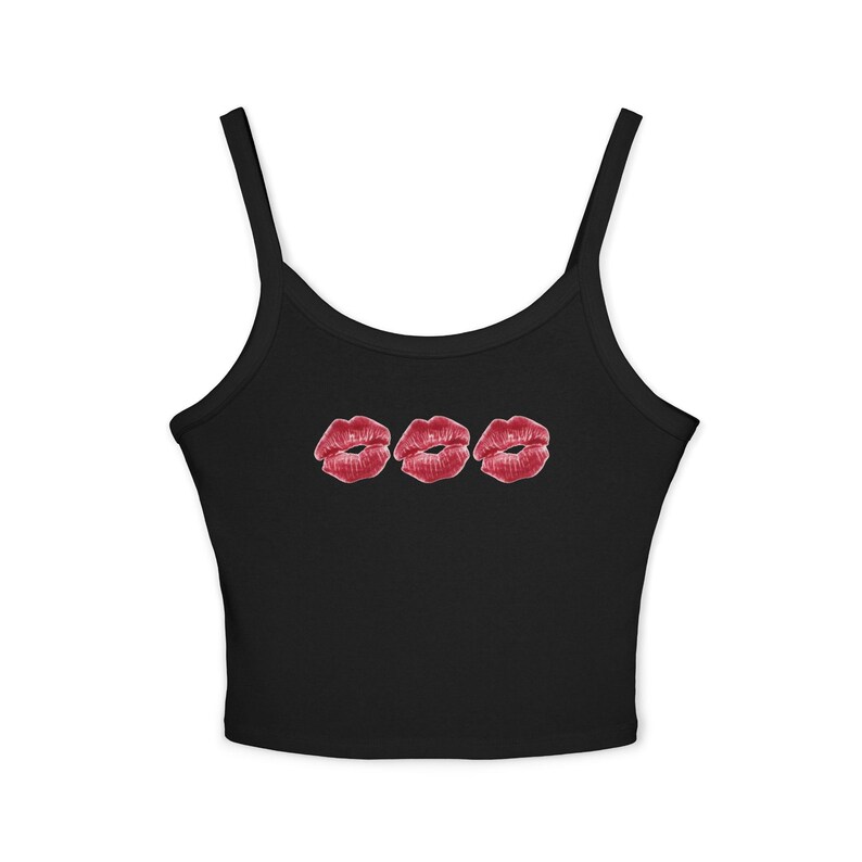 Lip Kiss Women's Spaghetti Strap Tank Top, Summer Top, Casual Wear, Date Night Top, Gift for Her, Valentine's Day Apparel image 3