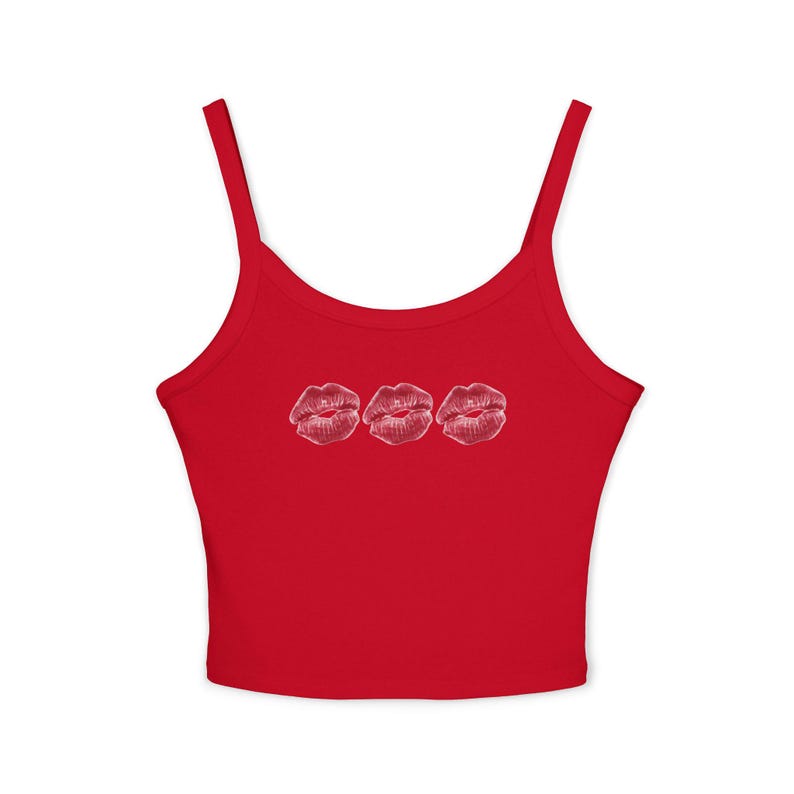 Lip Kiss Women's Spaghetti Strap Tank Top, Summer Top, Casual Wear, Date Night Top, Gift for Her, Valentine's Day Apparel image 8