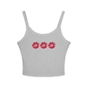 Lip Kiss Women's Spaghetti Strap Tank Top, Summer Top, Casual Wear, Date Night Top, Gift for Her, Valentine's Day Apparel image 5