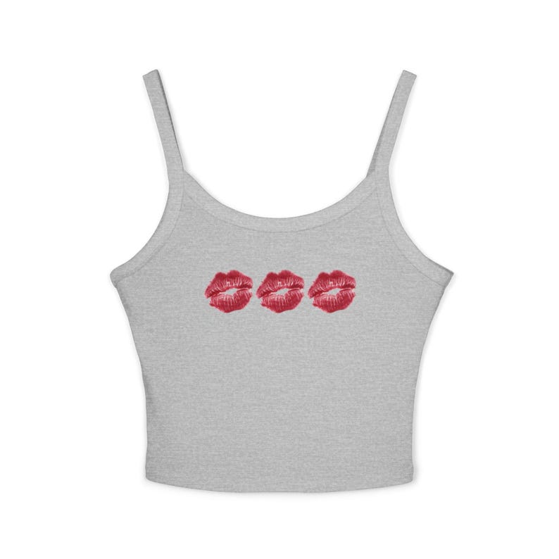 Lip Kiss Women's Spaghetti Strap Tank Top, Summer Top, Casual Wear, Date Night Top, Gift for Her, Valentine's Day Apparel image 5