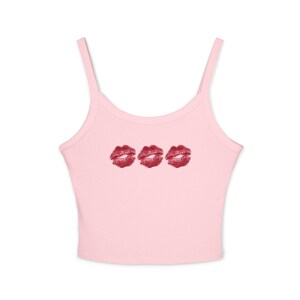 Lip Kiss Women's Spaghetti Strap Tank Top, Summer Top, Casual Wear, Date Night Top, Gift for Her, Valentine's Day Apparel image 7