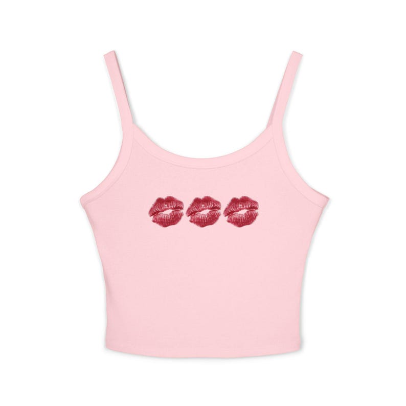Lip Kiss Women's Spaghetti Strap Tank Top, Summer Top, Casual Wear, Date Night Top, Gift for Her, Valentine's Day Apparel image 7