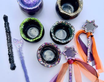 Resin Cauldrons and Wands | Halloween Sensory Play & Open Ended Play | Pretend Magic and Potions