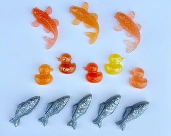 Resin Ducks, Fish, and Koi | Pond Loose Parts | Sensory and Small World Play | Montessori | Math Counters
