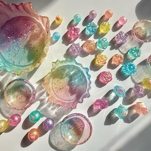 Resin Pastel Bowls & Loose Parts | Splash, Wavy | Spring Decor | Sorting Bowls and Scoops | Sensory Play