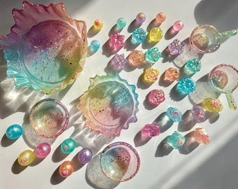 Resin Pastel Bowls & Loose Parts | Splash, Wavy | Spring Decor | Sorting Bowls and Scoops | Sensory Play