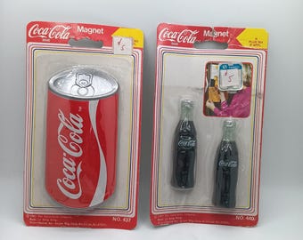 Vintage Coca-Cola Refrigerator Magnets: NOS Coke Bottle & Can