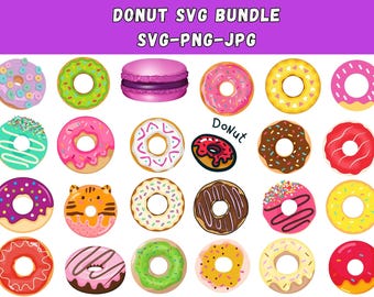 Donut SVG Bundle: Sprinkle Donut Clipart, Cutting Files (PNG, JPG)