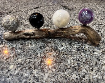 Rustic Wood Crystal Sphere Holder: Handmade Driftwood Stand - Etsy