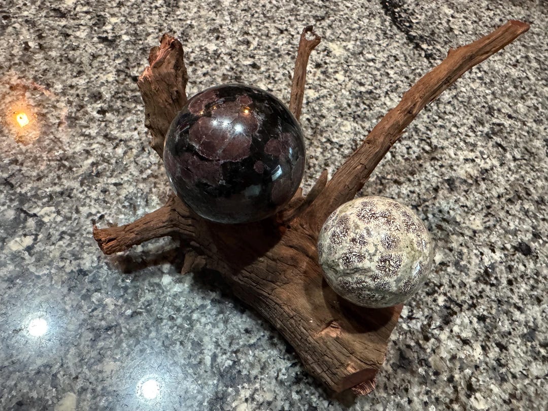 Rustic Wooden Crystal Sphere Holder: Handmade Driftwood Style Stand - Etsy