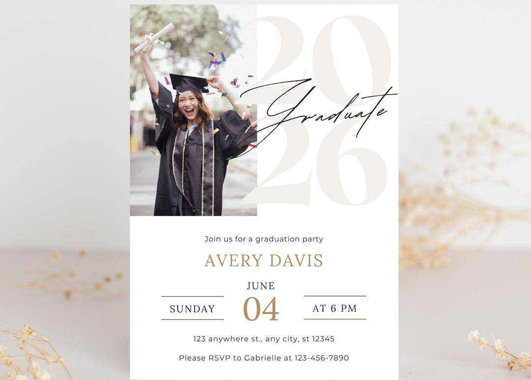Simple Elegant Graduation Invitation | Minimalist Grad Party Invite ...