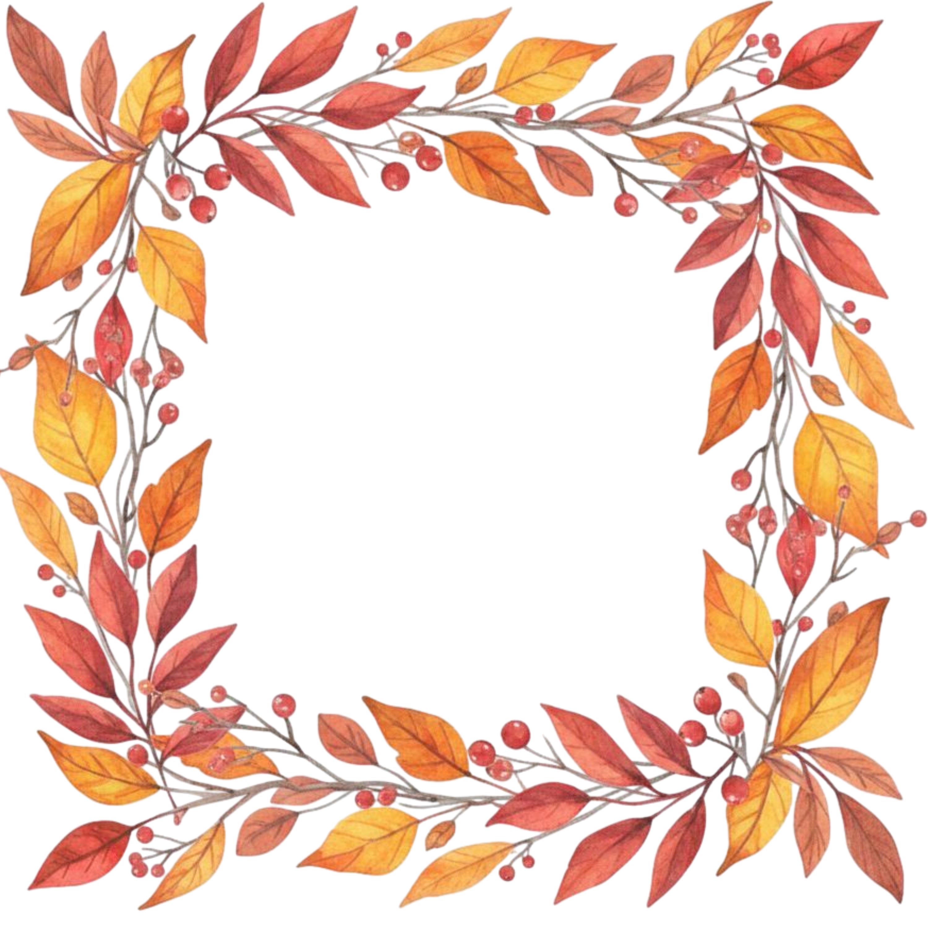 12 Fall Leaves Border Clipart, PNG Bundle Digital Clipart, Fall Leaf ...
