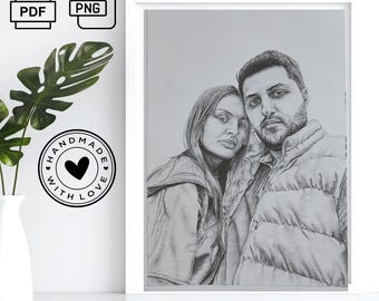 Custom Sketch From Photo, Charcoal sketch, pencil sketch from photo, couple portrait drawing, personalized minimalist sketch, Vintage sketch