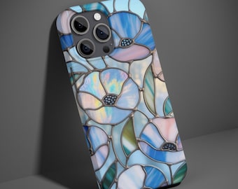Blue Stained Glass Floral Tough Case | Phone Case, Protective Cover