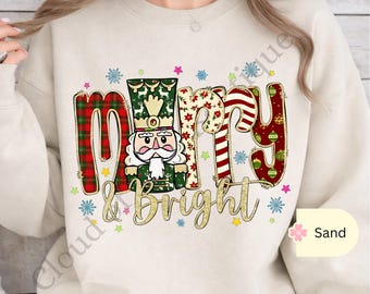 Nutcracker Christmas Sweatshirt, Merry and Bright Holiday Sweater