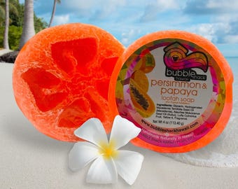 Jabón de lufa de caqui y papaya HECHO EN HAWÁI