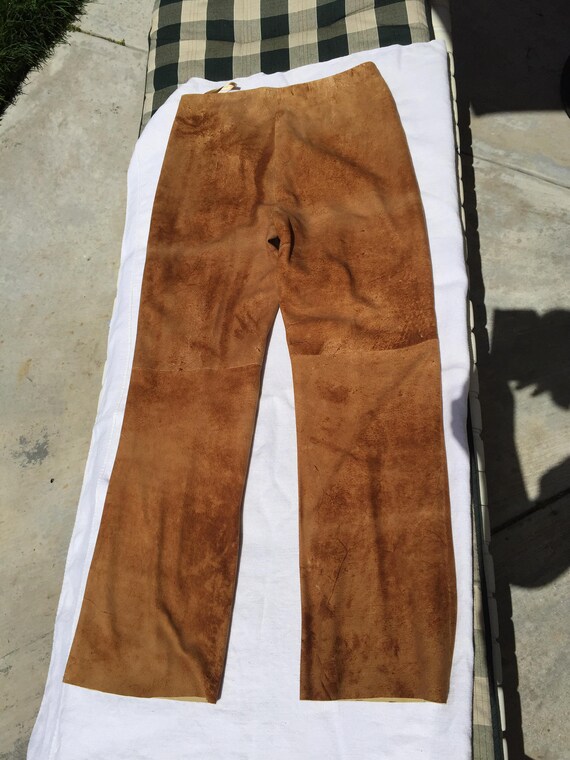Vakko New York Tan Suede Leather Pants 
