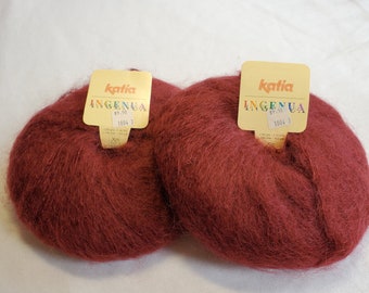 Katia Ingenua Mohair yarn, autumn brown, 2 skeins