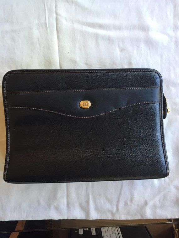 Dunhill, Vintage Black Leather Clutch Bag - image 1