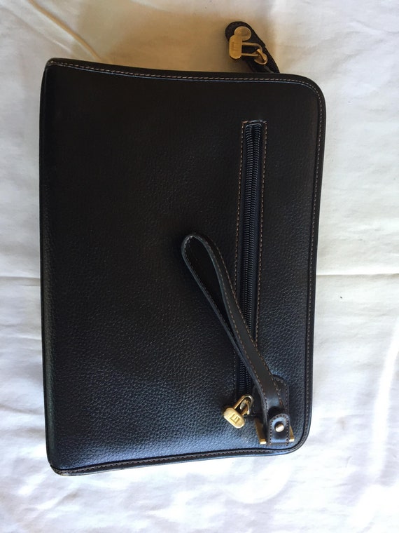 Dunhill, Vintage Black Leather Clutch Bag - image 4