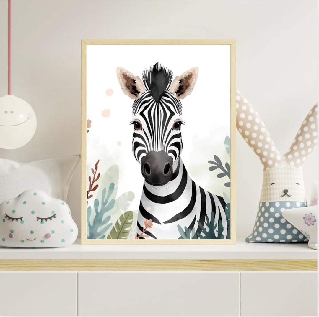 Zebra Nursery Wall Art Print – Safari Jungle Baby Room Decor | Cute ...