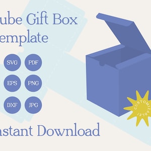 Würfel Geschenk Box Vorlage - digitaler Download (svg, eps, dxf, pdf, png, jpeg), Box Vorlage, Verpackung, Cricut geschnitten Dateien, Silhouette geschnitten Dateien