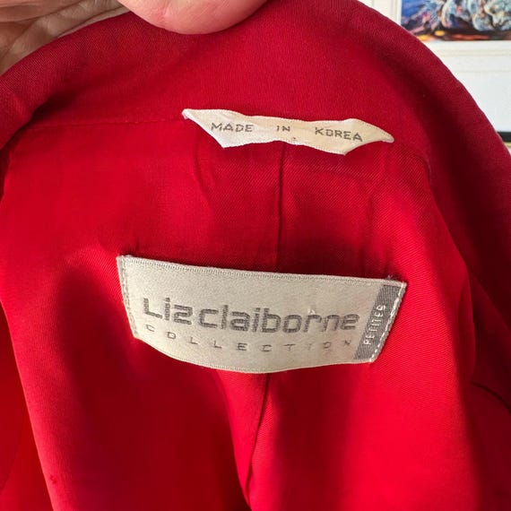 Liz Claiborne 90s Red Tailored Blazer Jacket Power Minimal 