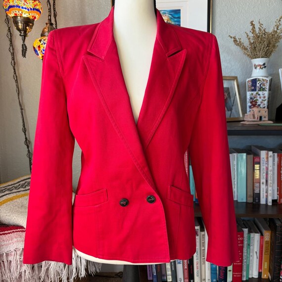 Liz Claiborne 90s Red Tailored Blazer Jacket Power Minimal 