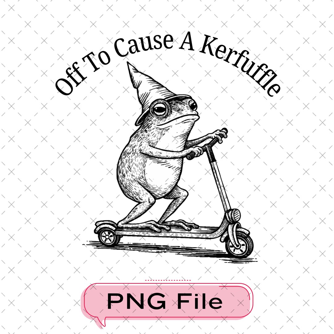 Frog off to Cause A Kerfuffle Png, Funny Frog Scooter Png, Mental ...
