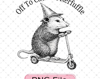 Off To Cause A Kerfuffle Png, Funny Opossum Scooter Design, Sarcastic Mental Health Humor Png, Cute Animal Lover Digital File