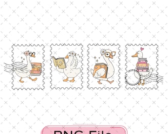 Lesen Alberne Gans Png, lustiges Lehrer-Buch-Design, Bibliothekar Stempel Png, Nette Buchliebhaber Gemütliche Herbst Digitale Datei
